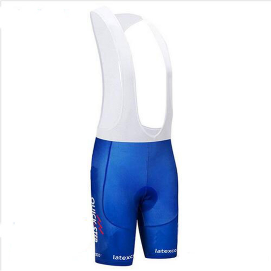 Quick Step Floors Kurzarmtrikot und Kurze Tragerhose Blau Und wei